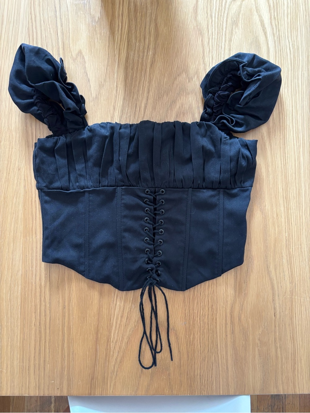 Princess Polly Black corset Puff Sleeve Crop